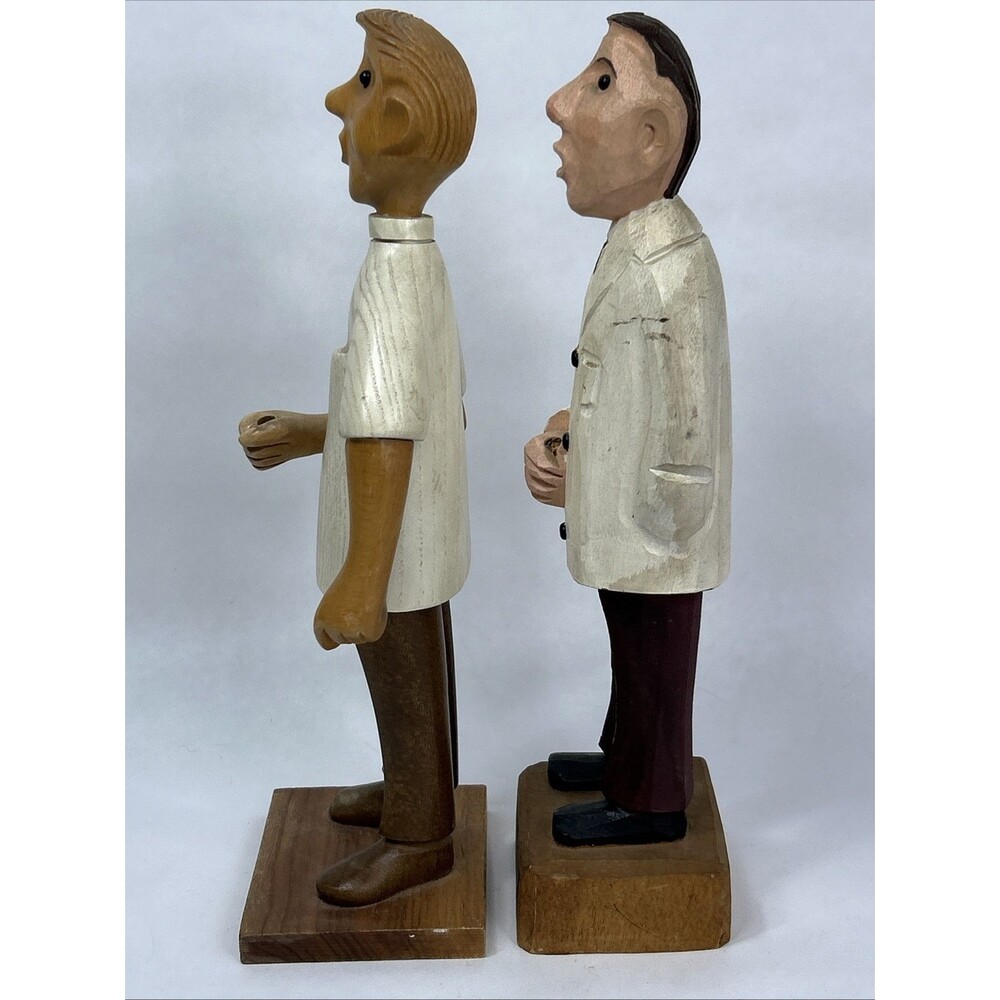 Vtg Romer Doctor Dentist Lot Hand Carved Wooden Figure Sculpture Made In Italy - Picture 6 of 9